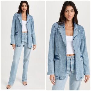 New! Good American Blue Denim Blazer Jacket 🩵 Large NWT!